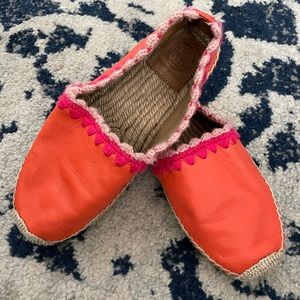 Tory Burch Orange + Pink Espadrille - size 8, great condition